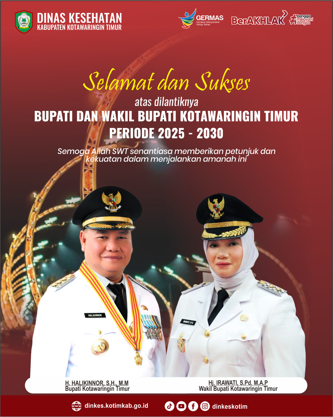 Selamat dan Sukses atas dilantiknya Bupati & Wakil Bupati Kotawaringin Timur